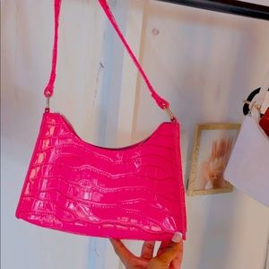 Hot Pink Croc Embedded Purse